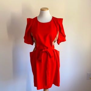 Elegant Red Dress with Belt